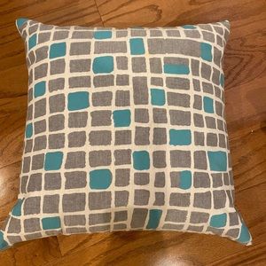20x20 Grey and teal/bright blue CB2 pillow cover